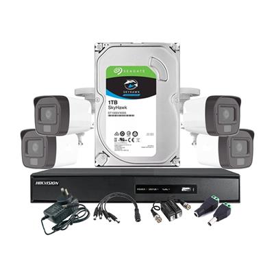 COMBO HIKVISION DVR 4 CANALES + 4 CAMARAS BULLET SMART + ACCESORIOS