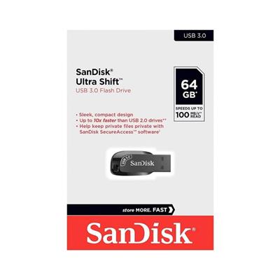 PENDRIVE SANDISK ULTRA SHIFT 3.2 USB BLACK 64GB (SDCZ410-064G-G46)