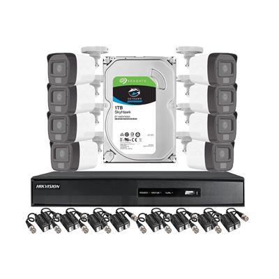 (COMBO 7) HIKVISION DVR 8 CANALES + 8 CAMARAS BULLET + ACCESORIOS