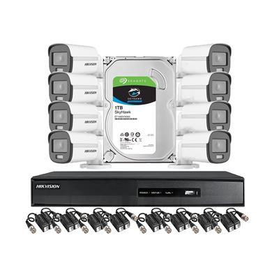 (COMBO 9) HIKVISION DVR 8 CANALES + 8 CAMARAS BULLET COLORVU + ACCESORIOS